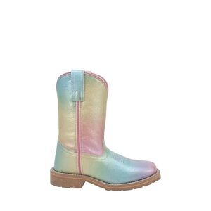 Dan Post Girls 8" Pull‎ On Metallic Ombré Rainbow Leather Western Boots Size 12